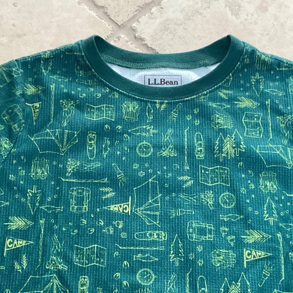 LL Bean Kids Long Base Layer Teal Green Size L 14-16 Polyester pajamas - Picture 3 of 8